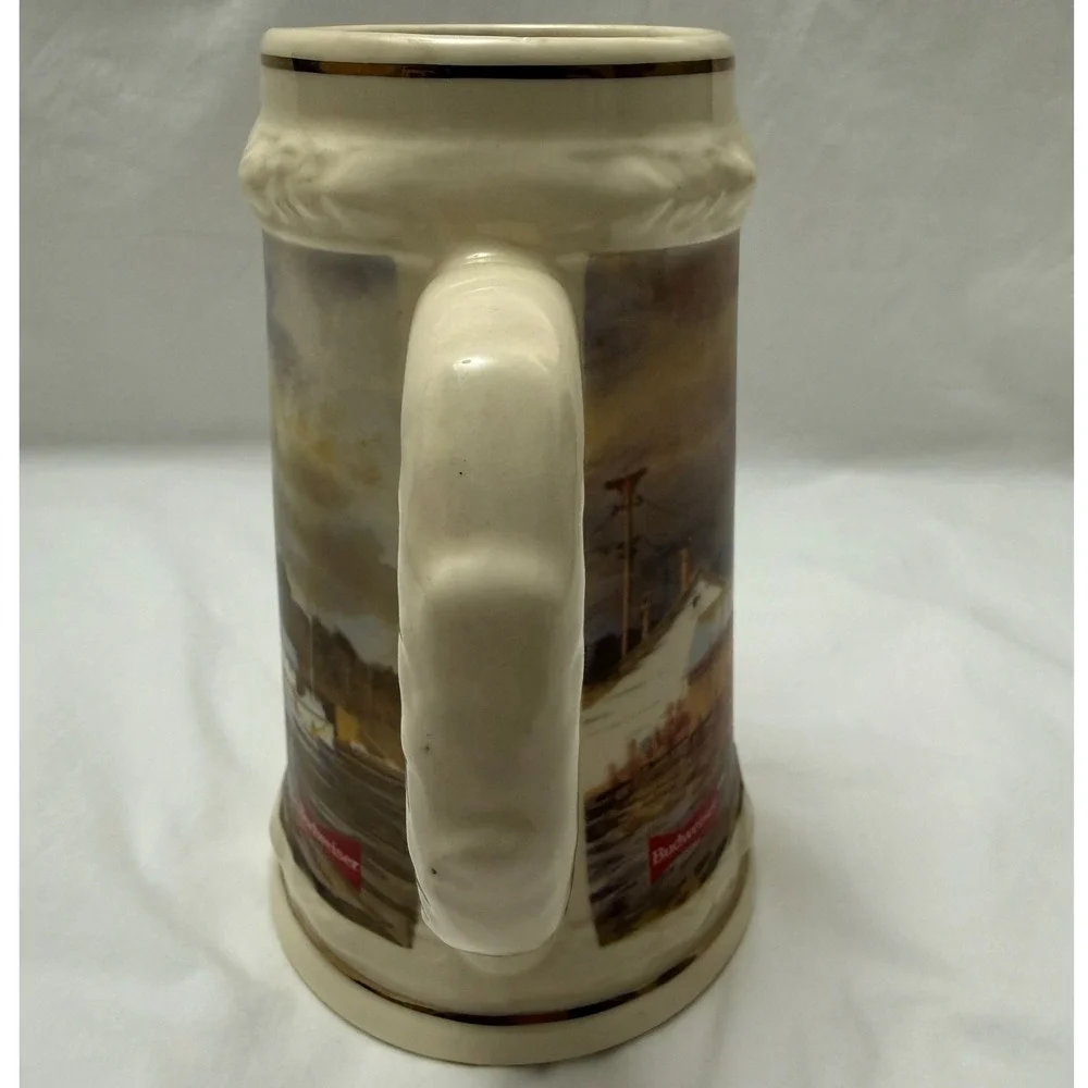 Vintage‎ 1991 Budweiser Collector Beer Stein Storm Over Rock Hall Chesapeake Bay